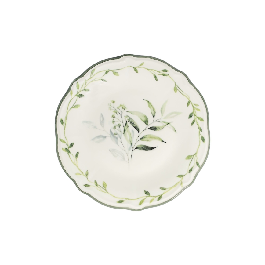 24-delni jedilni servis, bela/zelena, porcelan