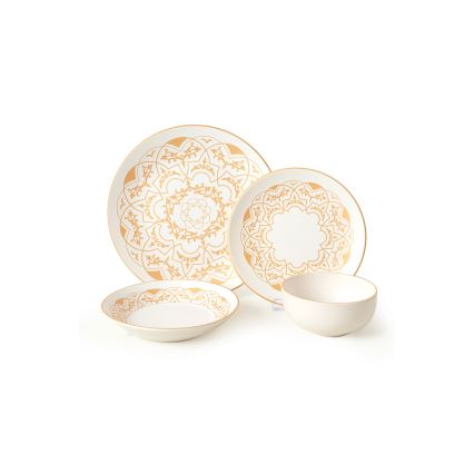 24-delni jedilni servis, bela/zlata/keramika