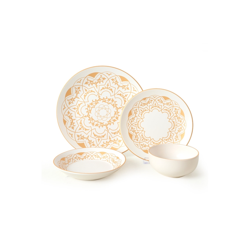 24-delni jedilni servis, bela/zlata/keramika