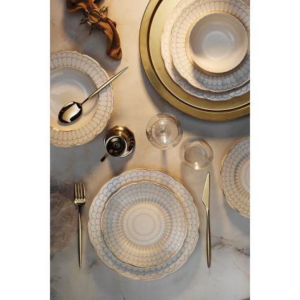 24-delni jedilni servis bela/zlata/porcelan