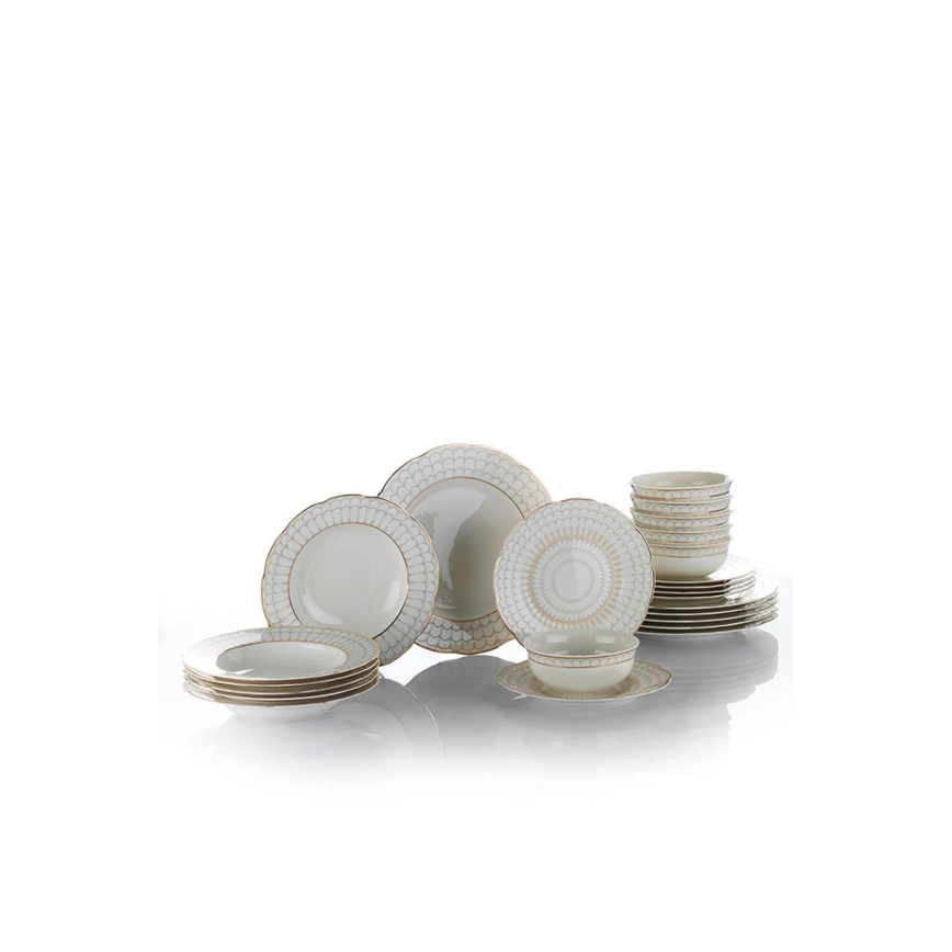 24-delni jedilni servis bela/zlata/porcelan
