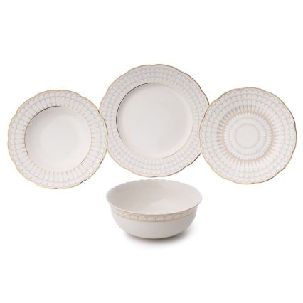 24-delni jedilni servis bela/zlata/porcelan