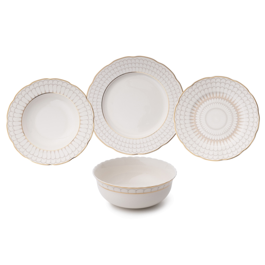 24-delni jedilni servis bela/zlata/porcelan