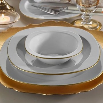 24-delni jedilni servis, beli/zlati, porcelan
