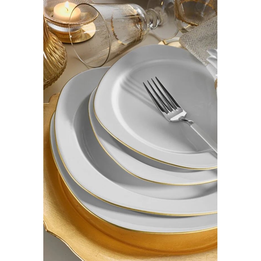 24-delni jedilni servis, beli/zlati, porcelan