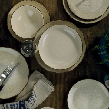 24-delni jedilni servis, bež/porcelan