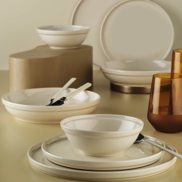 24-delni jedilni servis, bež/porcelan