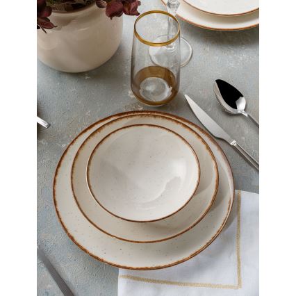 24-delni jedilni servis, bež/rjav, porcelan