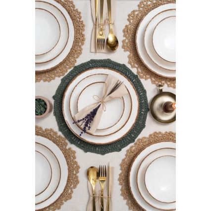 24-delni jedilni servis, bež/rjav, porcelan