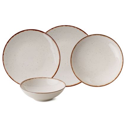24-delni jedilni servis, bež/rjav, porcelan
