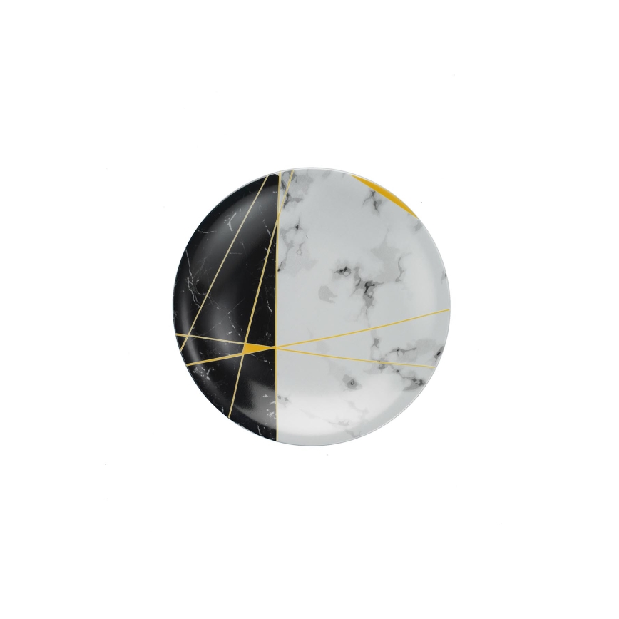 24-delni jedilni servis črna/bela/zlata/porcelan