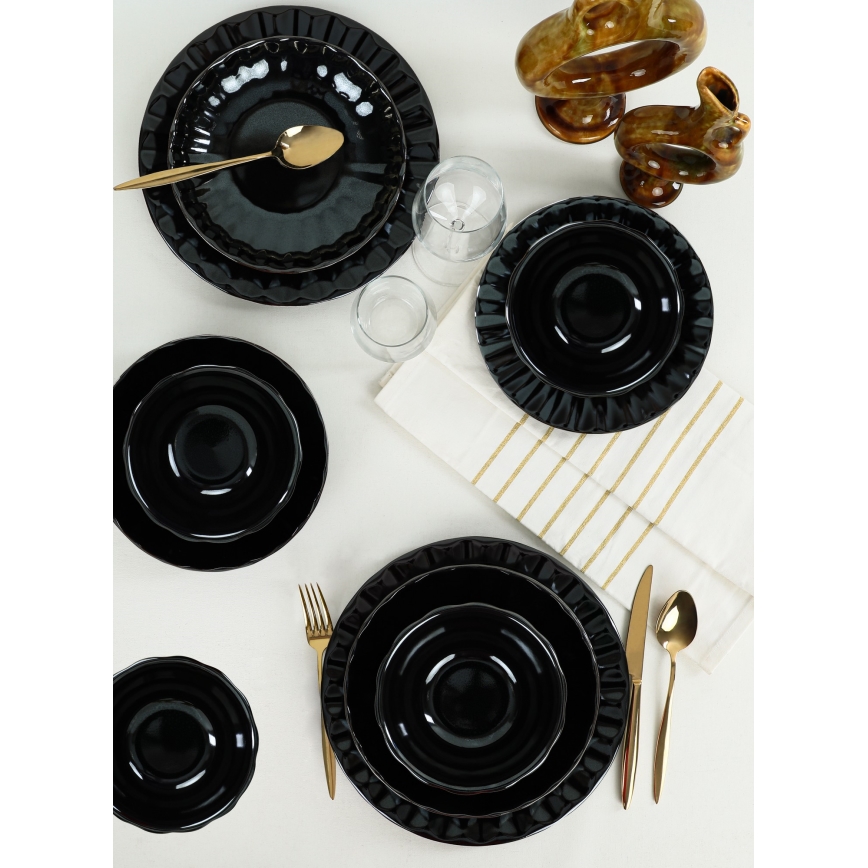 24-delni jedilni servis, črna kamenina