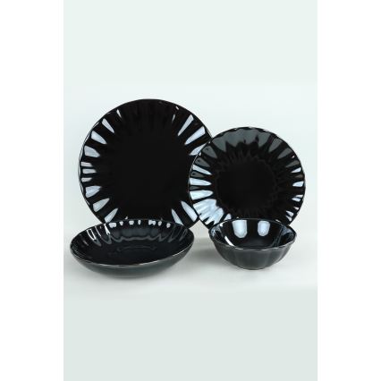 24-delni jedilni servis, črna kamenina