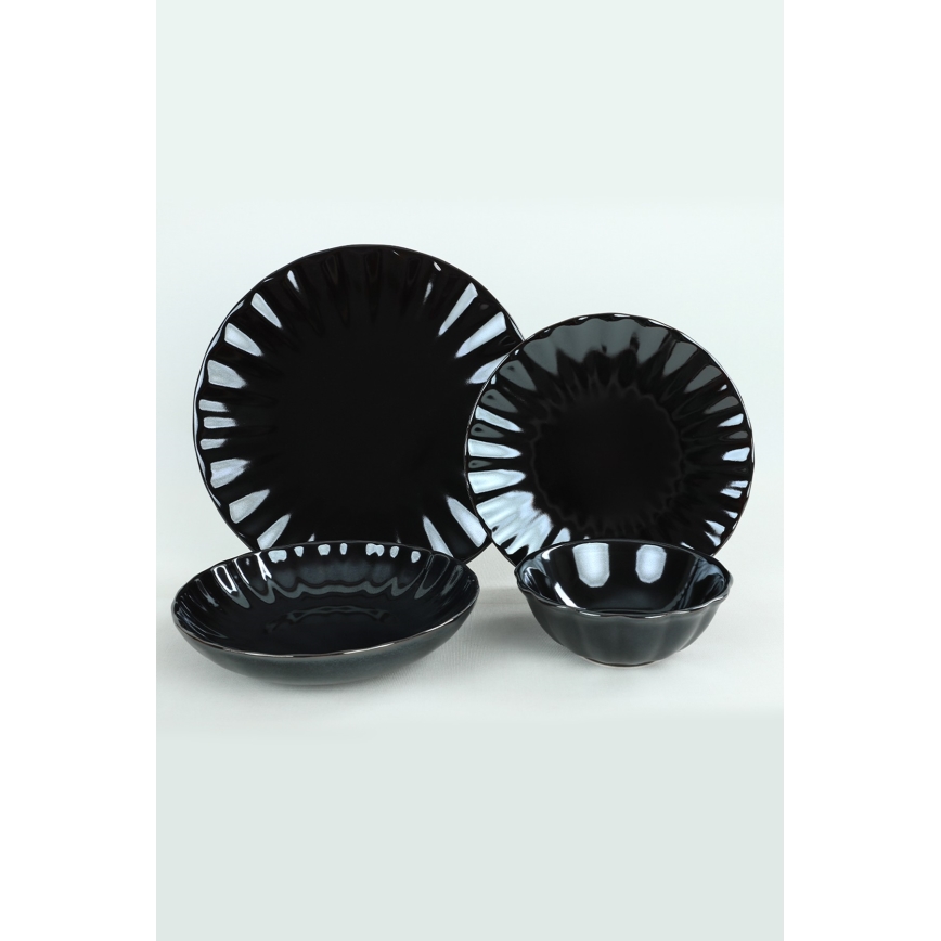 24-delni jedilni servis, črna kamenina