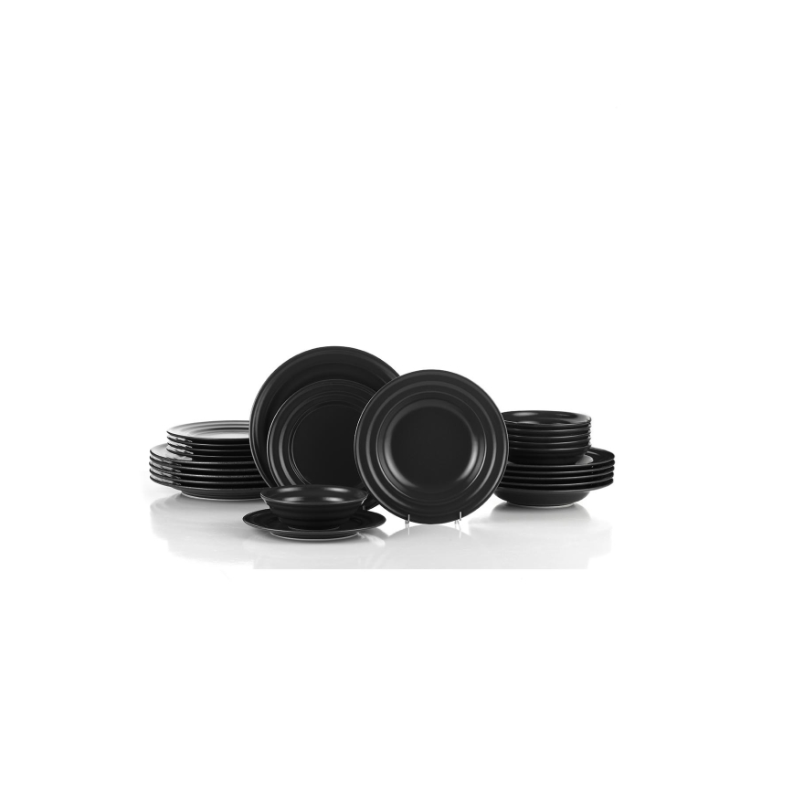 24-delni jedilni servis iz črnega porcelana