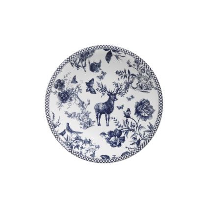 24-delni jedilni servis iz porcelana, bel/moder