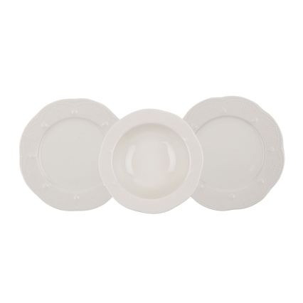 24-delni jedilni servis iz porcelana, kremne barve