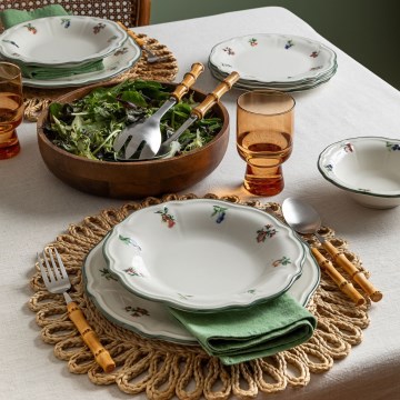24-delni jedilni servis iz porcelana v beli ali zeleni barvi