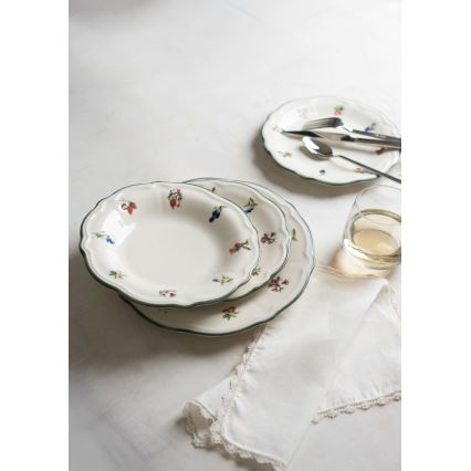 24-delni jedilni servis iz porcelana v beli ali zeleni barvi