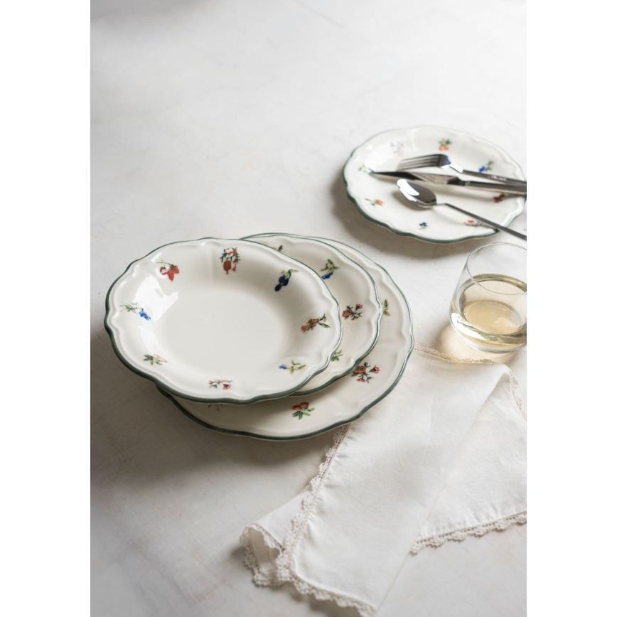 24-delni jedilni servis iz porcelana v beli ali zeleni barvi