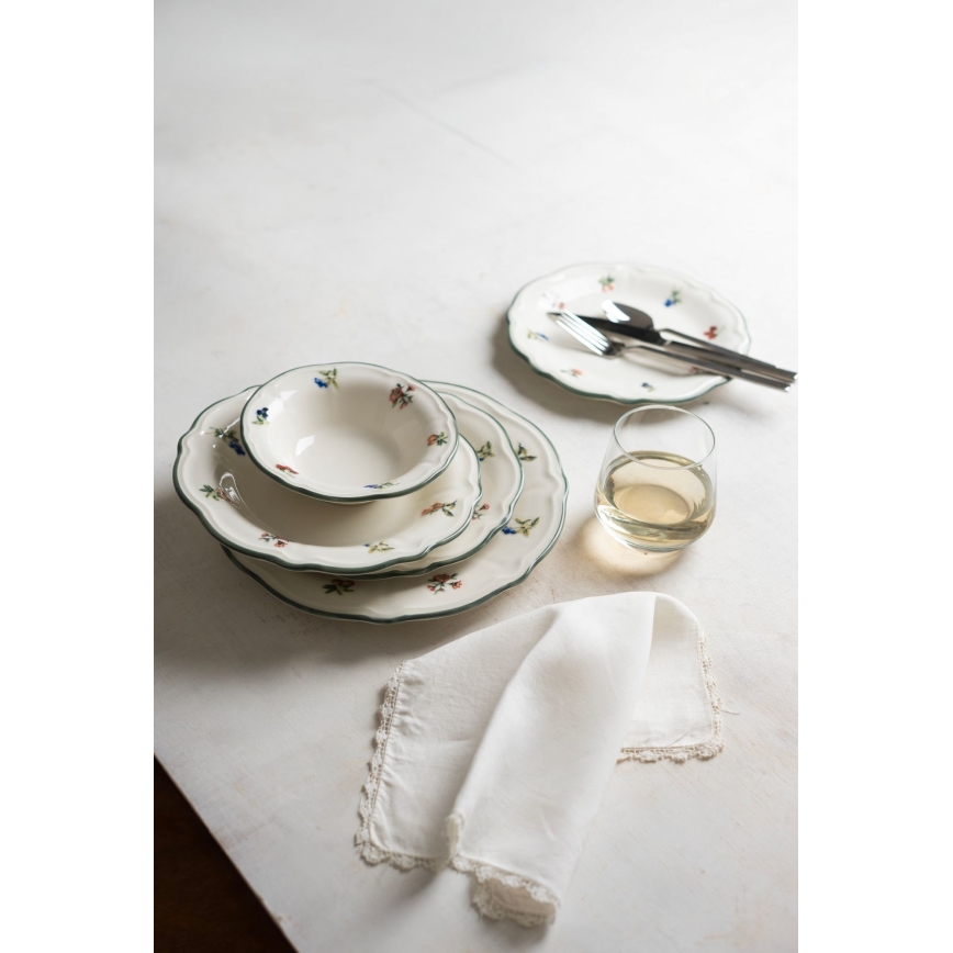 24-delni jedilni servis iz porcelana v beli ali zeleni barvi