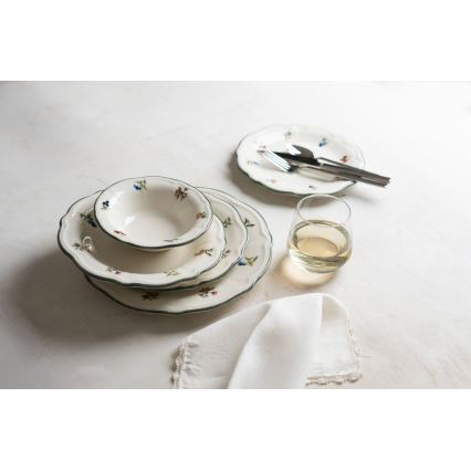 24-delni jedilni servis iz porcelana v beli ali zeleni barvi