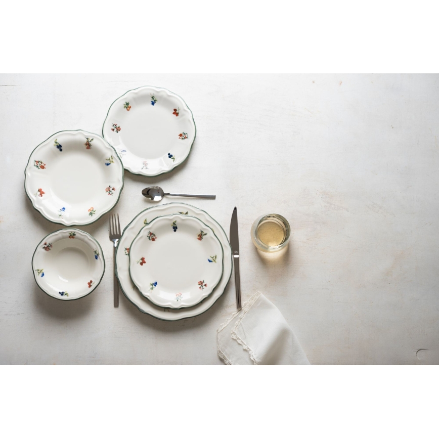 24-delni jedilni servis iz porcelana v beli ali zeleni barvi