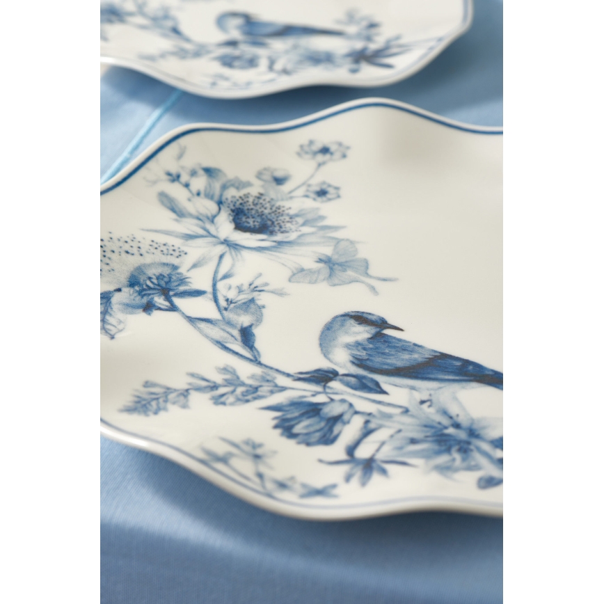 24-delni jedilni servis iz porcelana v beli in modri barvi