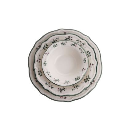 24-delni jedilni servis iz porcelana v beli in zeleni barvi