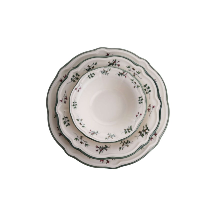 24-delni jedilni servis iz porcelana v beli in zeleni barvi