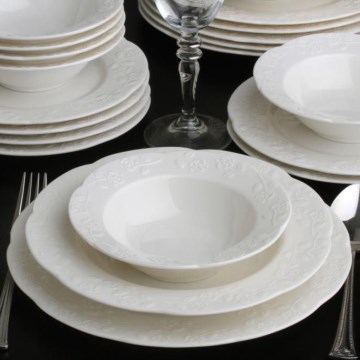 24-delni jedilni servis, kremna/porcelan