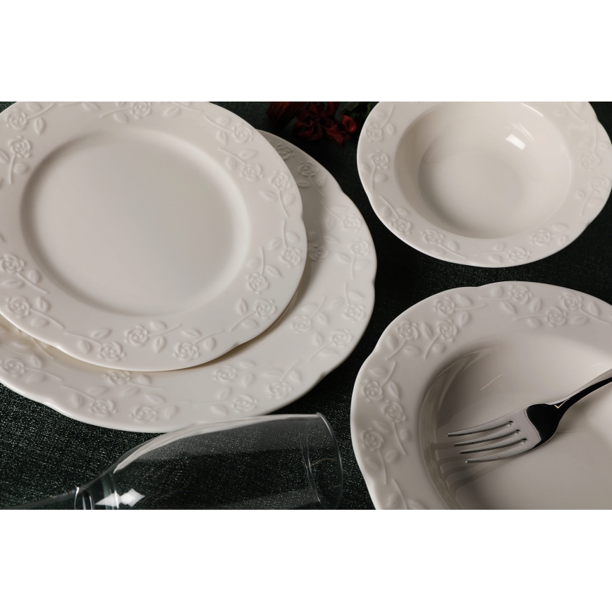 24-delni jedilni servis, kremna/porcelan