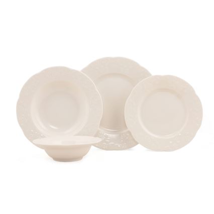 24-delni jedilni servis, kremna/porcelan