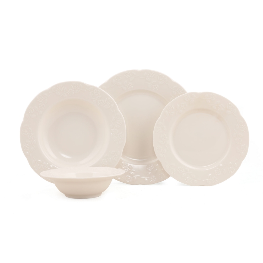 24-delni jedilni servis, kremna/porcelan
