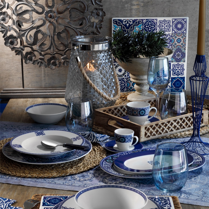 24-delni jedilni servis, moder/porcelan