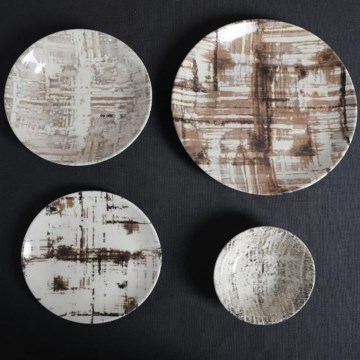 24-delni jedilni servis rjav/bel porcelan