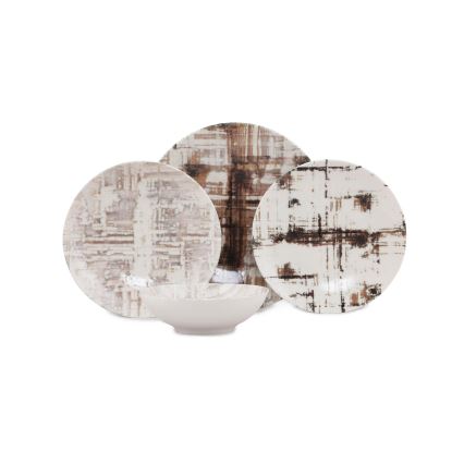 24-delni jedilni servis rjav/bel porcelan