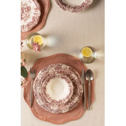 24-delni jedilni servis v beli ali rožnati barvi, iz porcelana