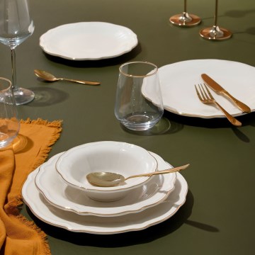 24-delni jedilni servis v beli/zlati barvi, porcelan