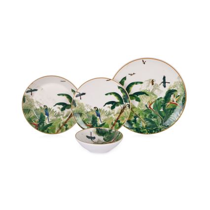 24-delni jedilni servis, večbarven, iz keramike