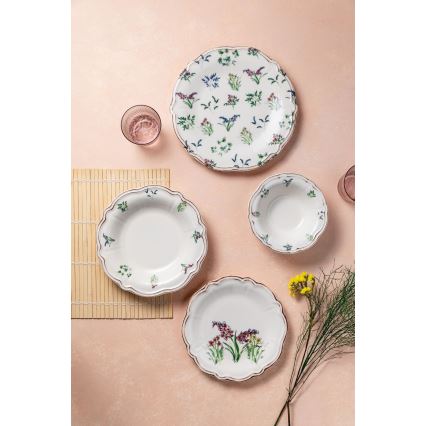 24-delni jedilni servis, večbarven porcelan
