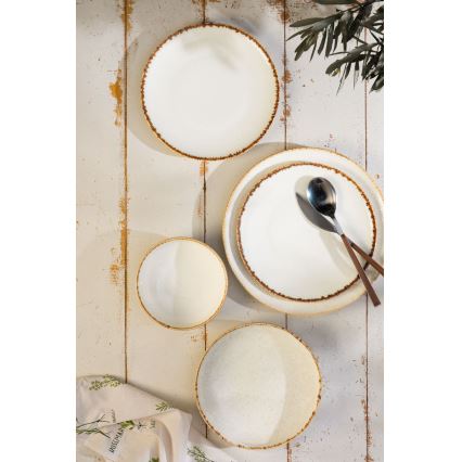 24-delni jedilni set, bel/bež, iz porcelana