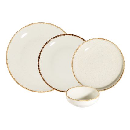 24-delni jedilni set, bel/bež, iz porcelana