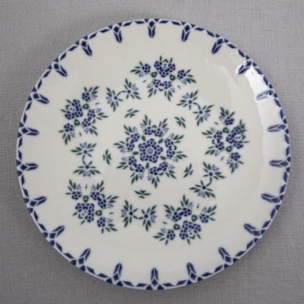 24-delni jedilni set bel/moder/porcelan