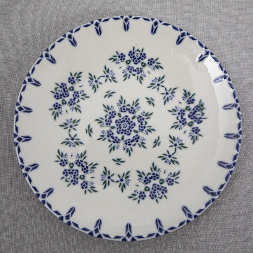 24-delni jedilni set bel/moder/porcelan