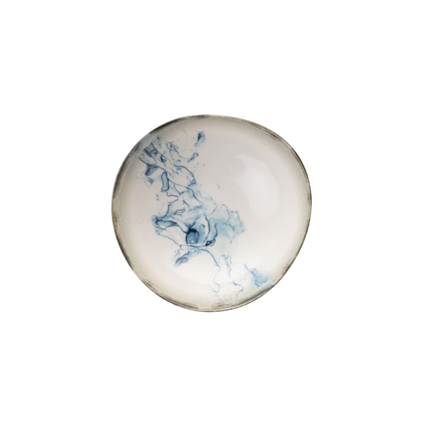 24-delni jedilni set, bel/moder, porcelan