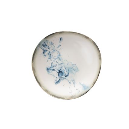 24-delni jedilni set, bel/moder, porcelan