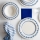 24-delni jedilni set, bel/moder, porcelan