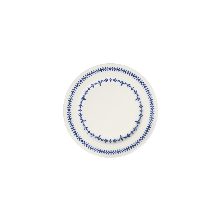 24-delni jedilni set, bel/moder, porcelan