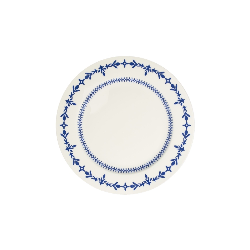 24-delni jedilni set, bel/moder, porcelan